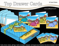 3D Top Drawer Cards Bumper Kit - Cute Dinosaurs Sly, Tooth, Deviant & Fetch