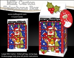 3D Christmas Phone Box Milk Carton Treat Box - Rudolph