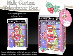 3D Christmas Phone Box Milk Carton Treat Box - Rudolph