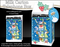 3D Christmas Phone Box Milk Carton Treat Box - Rudolph