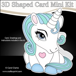 3D Shaped Card Mini Kit - Cute Little Unicorn Blueberry