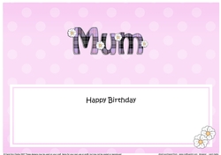 Large DL Happy Birthday MUM insert