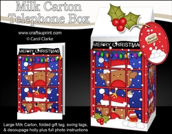 3D Christmas Phone Box Milk Carton Treat Box - Bobbin Robin