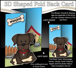 3D Shaped No-Hole Fold Back Mini Kit - Little Chocolate Labrador Dog Chip