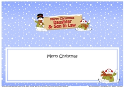 large DL Merry Christmas DAUGHTER & SON IN LAW with Snowman insert