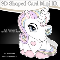 3D Shaped Card Mini Kit - Cute Little Baby Unicorn Rainbow