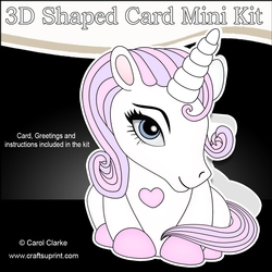 3D Shaped Card Mini Kit - Cute Little Baby Unicorn Sparkle
