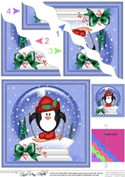 Christmas Penguin Snowglobe Wavy Corner Stacker