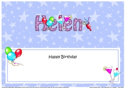 Large DL Happy Birthday HELEN insert