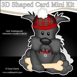 3D Shaped Card  Kit - Little Scottie Dog Hamish