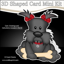 3D Shaped Card  Kit - Little Scottie Dog Maisie