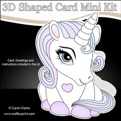 3D Shaped Card Mini Kit - Cute Little Baby Unicorn Magic