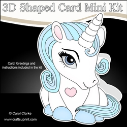 3D Shaped Card Mini Kit - Cute Little Baby Unicorn Blueberry