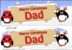 Large DL Merry Christmas DAD with Penguins 3D decoupage