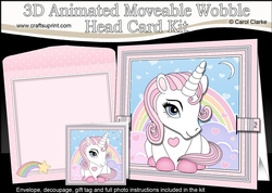 3D Animated Moveable Wobble Head Card - Cute Little Unicorn Sparkle