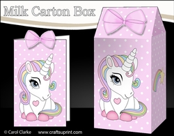 3D Milk Carton Treat Box - Cute Little Unicorn Rainbow
