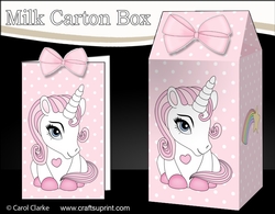 3D Milk Carton Treat Box - Cute Little Unicorn Sparkle