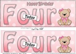 Large DL Happy Birthday FOUR TODAY 3D decoupage