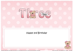 Large DL Happy Birthday THREE TODAY insert