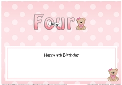 Large DL Happy Birthday FOUR TODAY insert