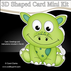 3D Shaped Card Kit - Cute Little Denis Dino