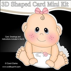 3D Shaped Card Kit - Cute Little Baby Girl Bea