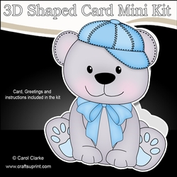 3D Shaped Card Kit - Cute Little Banjo Bear