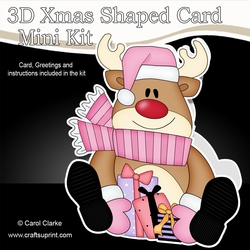 3D Shaped Christmas Card Kit - Rudolph has Xmas Presents