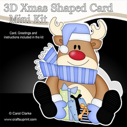 3D Shaped Christmas Card Kit - Rudolph has Xmas Presents