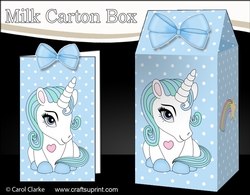3D Milk Carton Treat Box - Cute Little Unicorn Blueberry