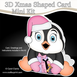 3D Shaped Christmas Card Kit - Pip Penguin has Xmas Presents