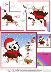 Christmas Little Hoot Owl at the North Pole Wavy Corner side stacker Topper
