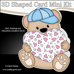 3D Shaped Card Kit - Cute Little Austin Bear