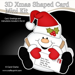 3D Shaped Christmas Card Kit - Snowball Sam has a Letter for Santa