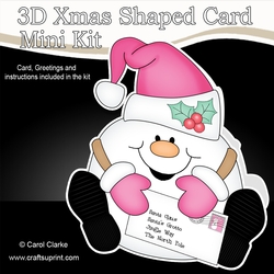 3D Shaped Christmas Card Kit - Snowball Sam has a Letter for Santa