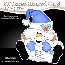 3D Shaped Christmas Card Kit - Snowball Sam has a Letter for Santa