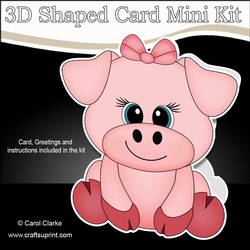3D Shaped Card Kit - Cute Little Zoe Piggy