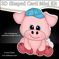 3D Shaped Card Kit - Cute Little Ziggy Piggy