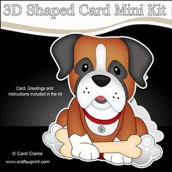 3D Shaped Card  Kit - Little Boxer Dog Bruiser
