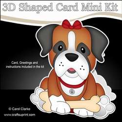 3D Shaped Card Kit - Little Boxer Dog Missy