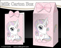 3D Milk Carton Treat Box - Cute Little Baby Unicorn Rainbow 