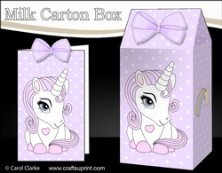 3D Milk Carton Treat Box - Cute Little Baby Unicorn Sparkle