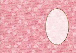 A5 Pretty Rose Words and Hearts Card Front or Insert