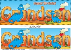 Large DL Happy Birthday GRANDSON with Dinosaurs 3D decoupage