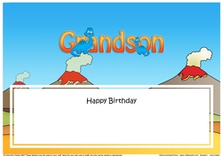 Large DL Happy Birthday GRANDSON with Dinosaurs insert