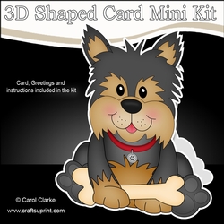3D Shaped Card  Kit - Little Yorkie Dog Timmy