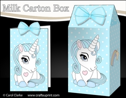 3D Milk Carton Treat Box - Cute Little Baby Unicorn Blueberry
