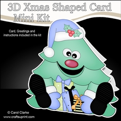 3D Shaped Christmas Card Kit - Cute Christmas Tree has Presents