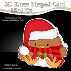 3D Shaped Christmas Card Kit - Bobbin Robin has Snowballs