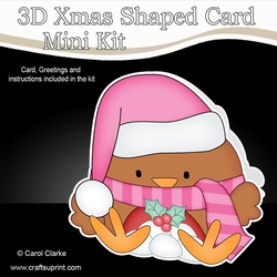 3D Shaped Christmas Card Kit - Bobbin Robin has Snowballs